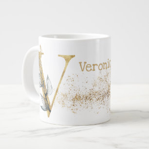 Taza De Café Gigante Monograma "V" Jumbo Mug Soul Crema de Hielo