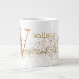 Taza De Café Gigante Monograma "W" Jumbo Mug Soul Crema de Hielo