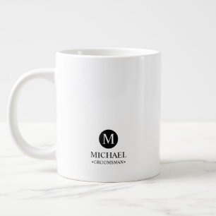 Taza De Café Gigante Monograma y nombre clásicos de los Groomsmen perso