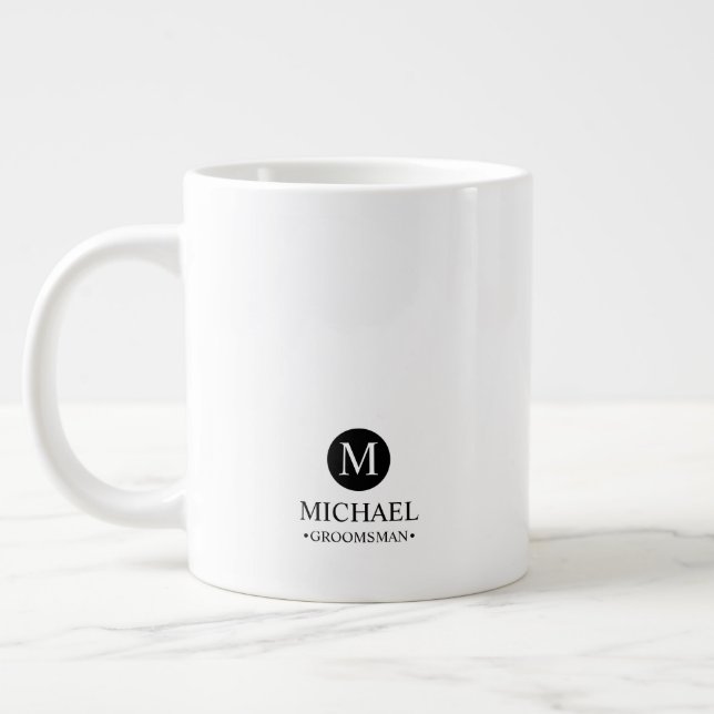 Taza De Café Gigante Monograma y nombre clásicos de los Groomsmen perso (Izquierda)