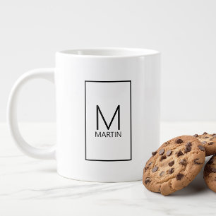 Taza De Café Gigante Monograma y nombre personalizados clásicos