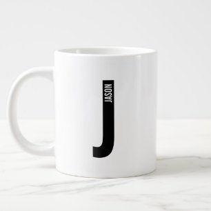 Taza De Café Gigante Monograma y nombre personalizados en negrita moder