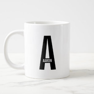Taza De Café Gigante Monograma y nombre personalizados en negrita moder