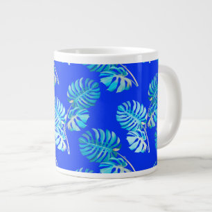 Taza De Café Gigante Monstera Brisa Azul Cobalto