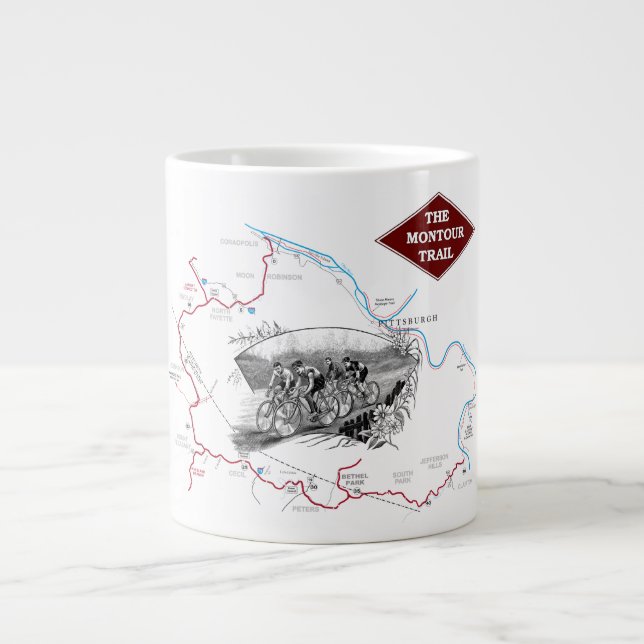 Taza De Café Gigante Montour Trail Map Mug (Frente)