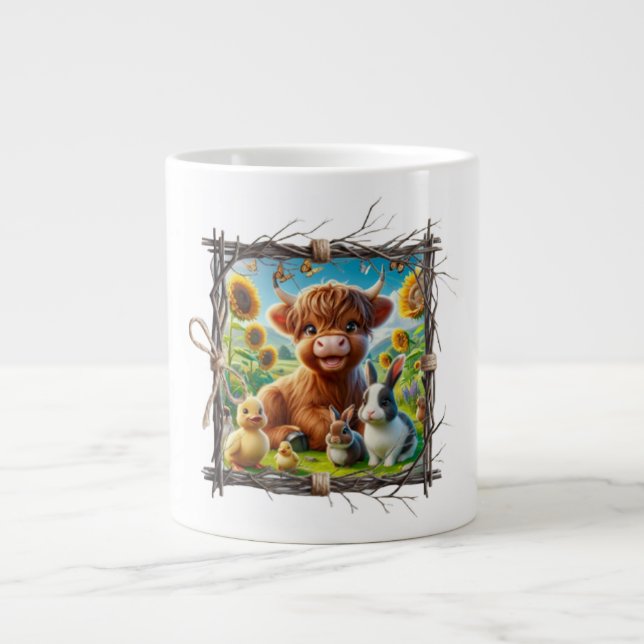 Taza De Café Gigante Moos & Brews: Jumbo Mug de vaca en las tierras alt (Frente)