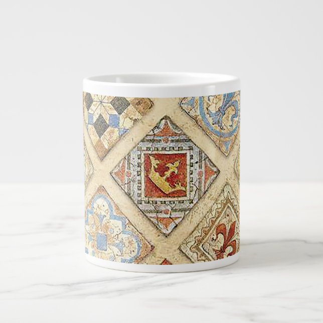Taza De Café Gigante Mosaico Cerámico Medieval Crowne Fleur De Lis (Frente)