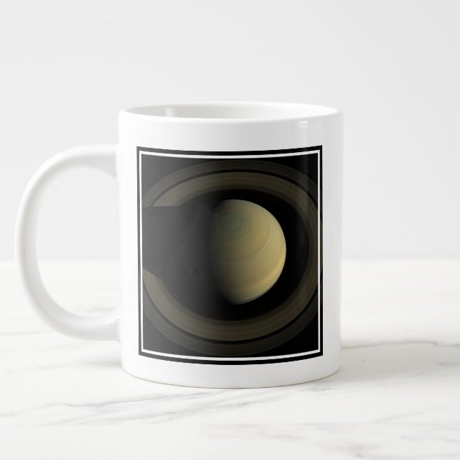 Taza De Café Gigante Mosaico Del Planeta Saturno Y Sus Anillos Principa (Izquierda)