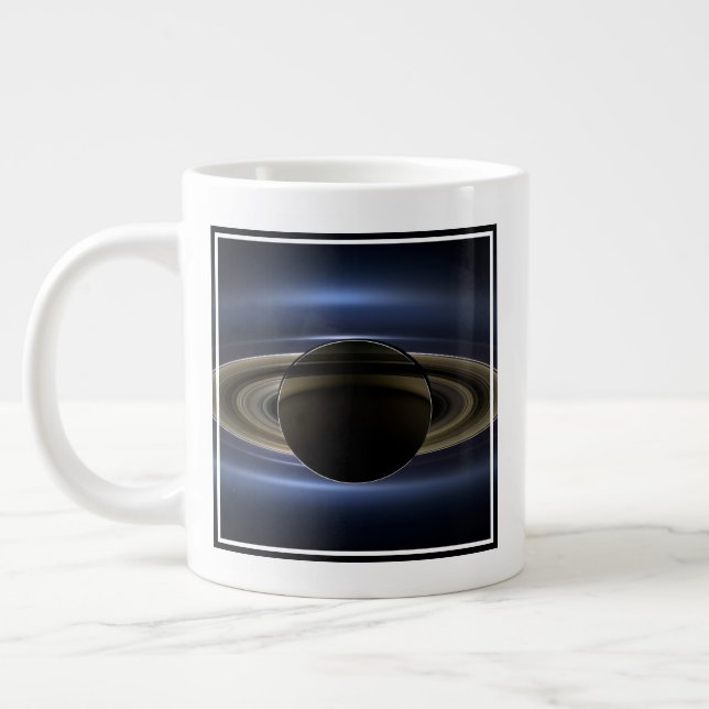 Taza De Café Gigante Mosaico Del Sistema Saturno Retroiluminado Por El  (Izquierda)