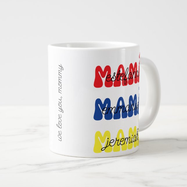 Taza De Café Gigante Mother's Day Gift Mamá Retro Kids Names (Derecha)