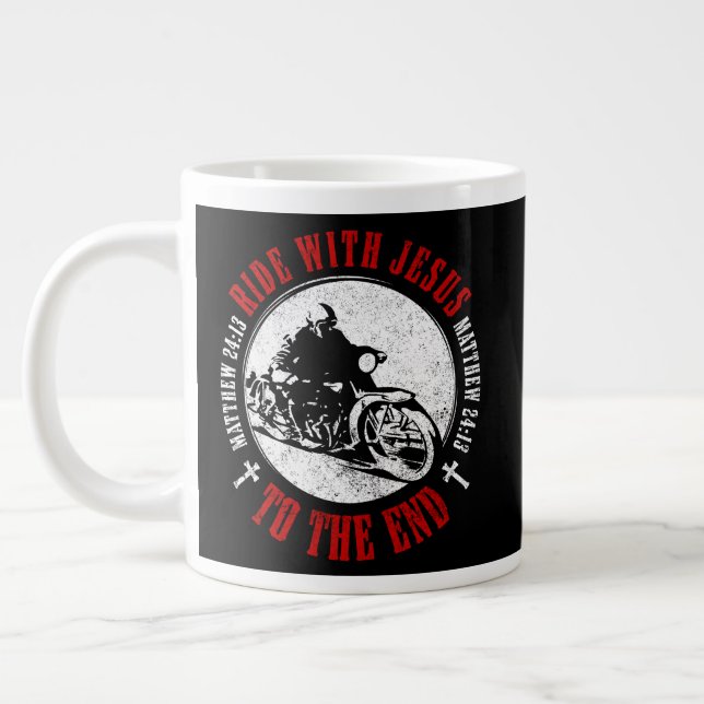 Taza De Café Gigante Motocicleta Fe Cristiana: Seguir a Jesús Biker (Izquierda)