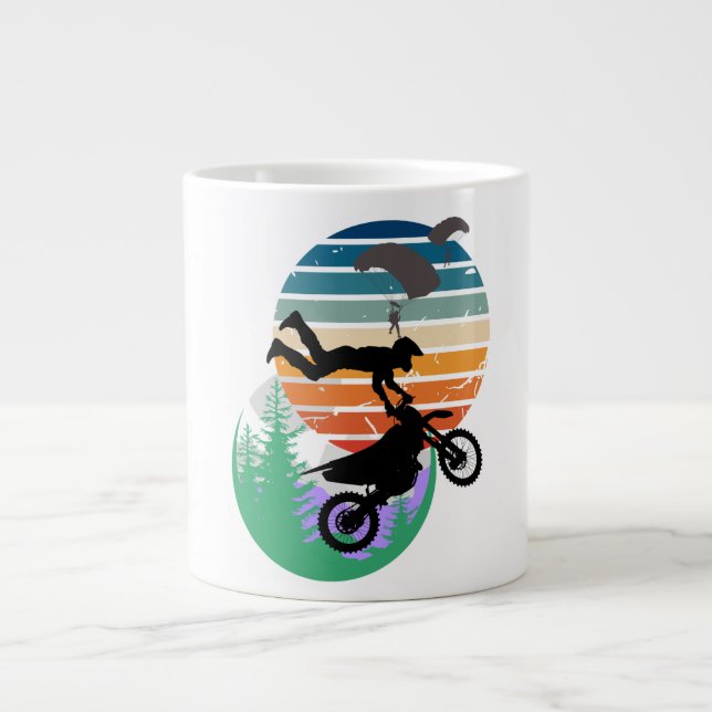 Taza De Café Gigante Motocicleta, paracaídas y al aire libre (Frente)