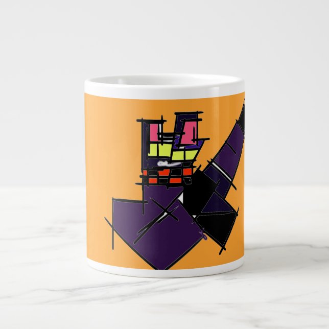 Taza De Café Gigante Movimiento de alegría del gato negro (Frente)