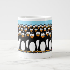 Taza De Café Gigante Muchedumbre de pingüinos divertidos del dibujo