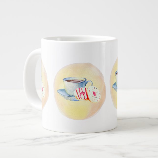 Taza De Café Gigante Mug con imagen de café y donuts (Izquierda)