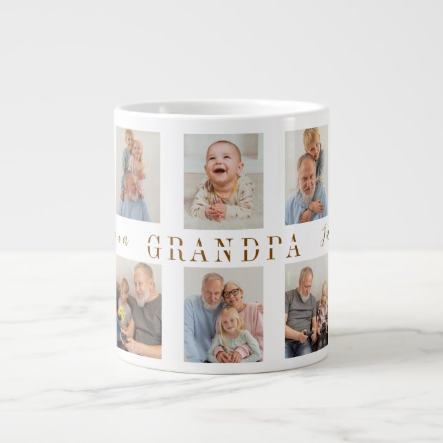 Taza De Café Gigante Mug de abuelo personalizado | Fotos personalizados (Frente)