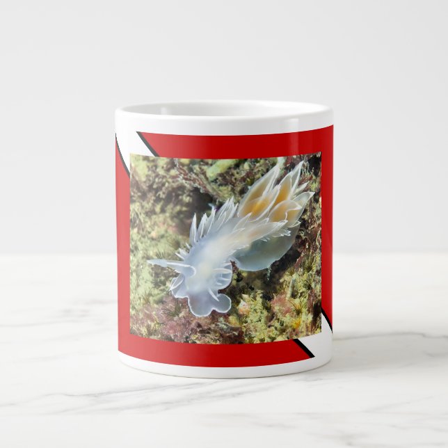 Taza De Café Gigante Mug de buceo Scuba con bandera de buceo y nudirama (Frente)