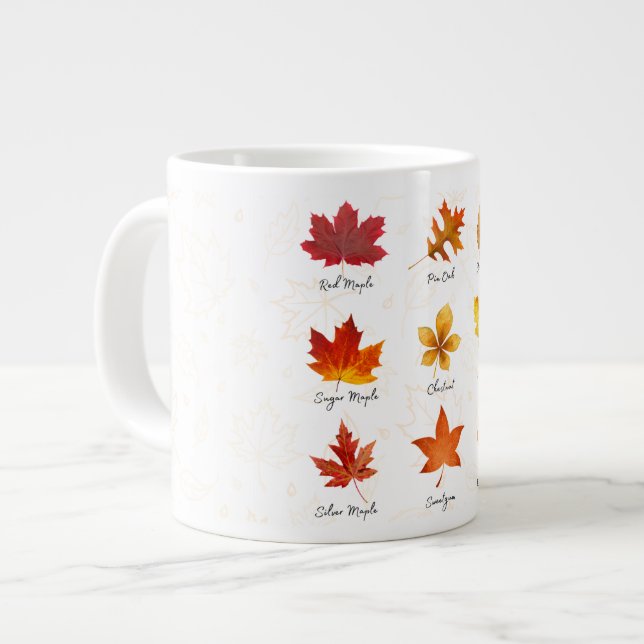 Taza De Café Gigante Mug de cerámica personalizado, otoño deja jarra po (Izquierda)