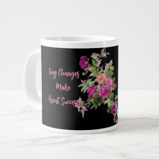 Taza De Café Gigante Mug de especialidad floral negra