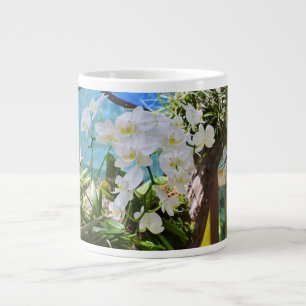 Taza De Café Gigante Mug de especialidad para orquídeas blancas