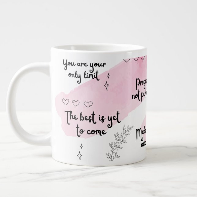 Taza De Café Gigante Mug de especialidad rosada para impulsar la positi (Izquierda)