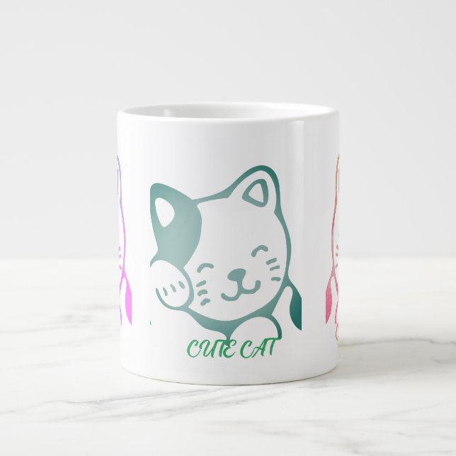 Taza De Café Gigante Mug de gato lindo (Frente)