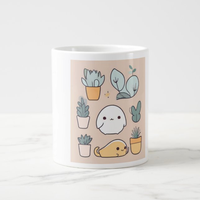 Taza De Café Gigante Mug de gato suave y suave (Frente)