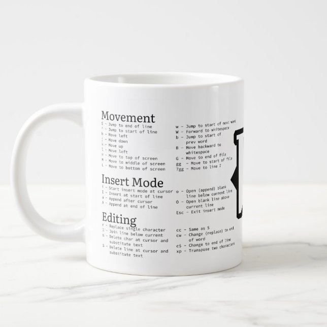 Taza De Café Gigante Mug. de hojas de chate VIM (Izquierda)