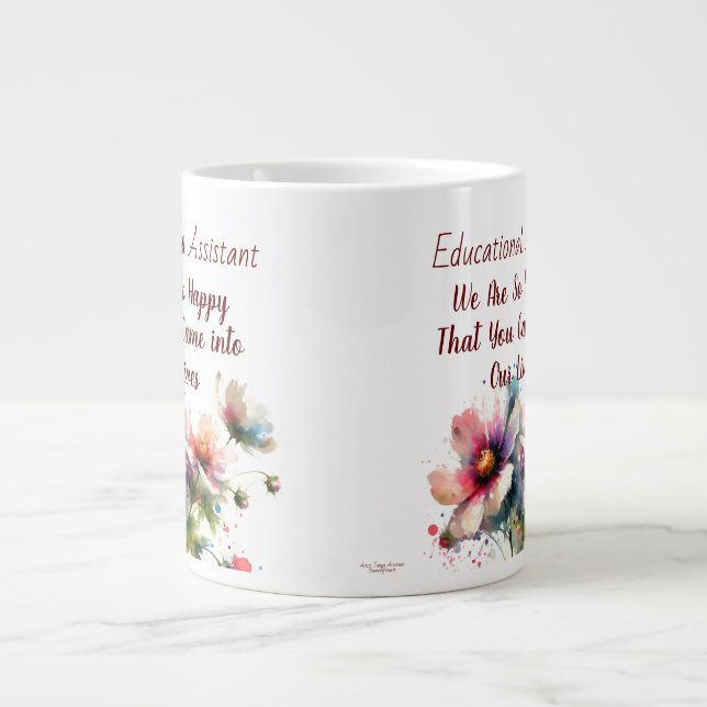 Taza De Café Gigante Mug de la especialidad de diseño floral del asiste (Frente)