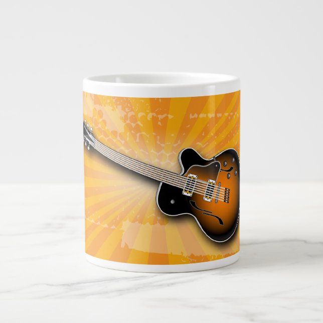 Taza De Café Gigante Mug de la especialidad de guitarra de Grunge Dorad (Frente)