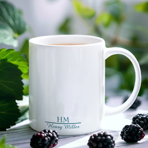 Taza De Café Gigante Mug de monograma personalizado - Personalizado ini