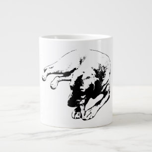 Taza De Café Gigante Mug de retrato de mascado de perro centrado