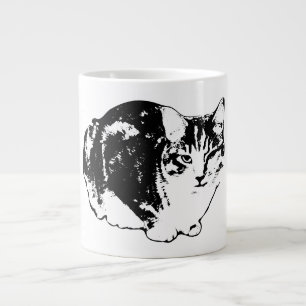 Taza De Café Gigante Mug de retrato de tinta de gato de la tabla de ale