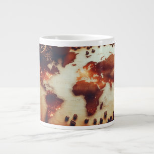 Taza De Café Gigante Mug del Mapa Mundial del Café Antiguo