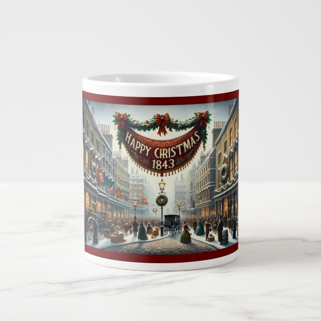 Taza De Café Gigante Mug dickensiana ‘Navidades felices 1843’ (Frente)