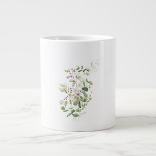 Taza De Café Gigante Mug Especial Acuarela Floral de Eucalipto