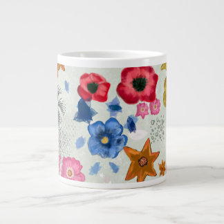 Taza De Café Gigante Mug Floral colorida