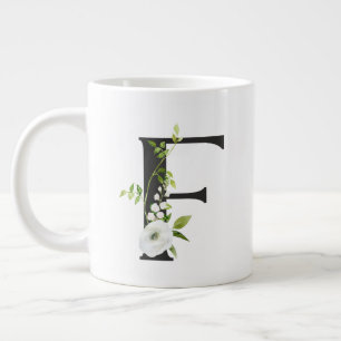 Taza De Café Gigante Mug Inicial Con La Letra F - Floral Primavera