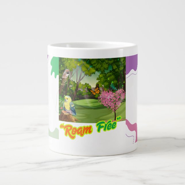 Taza De Café Gigante Mug Inspiradora "Libre de caminos" - Aventura. (Frente)