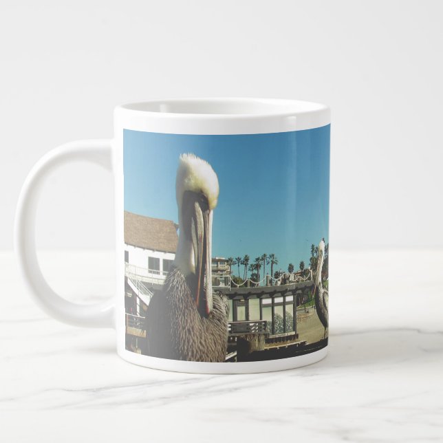 Taza De Café Gigante Mug - Pelícanos en California Pier (Izquierda)