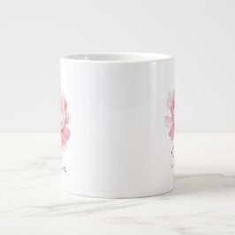 Taza De Café Gigante Mug personnalisé Pivoine Aquarelle Rose