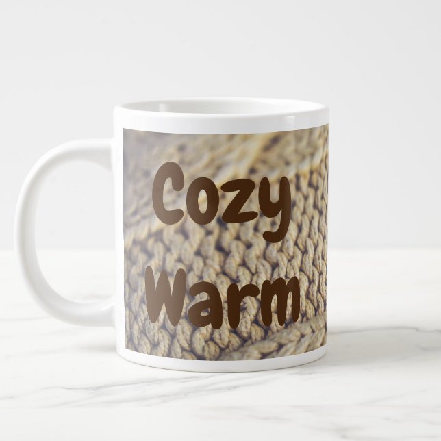 Taza De Café Gigante Mug tamaño Jumbo con "Cosy Warm" que dice (Izquierda)