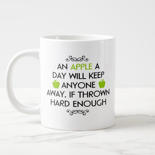 Taza De Café Gigante Mug tamaño Jumbo con "Una Apple al Día" (Izquierda)