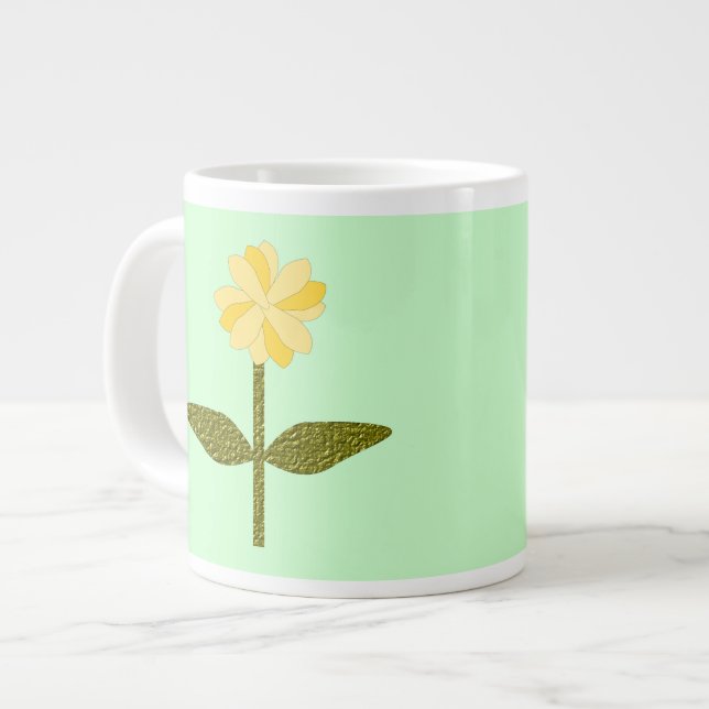 Taza De Café Gigante Mugre amarilla de flores de margarita (Izquierda)
