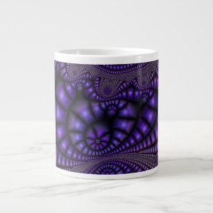 Taza De Café Gigante Mugre de arte fractal púrpura