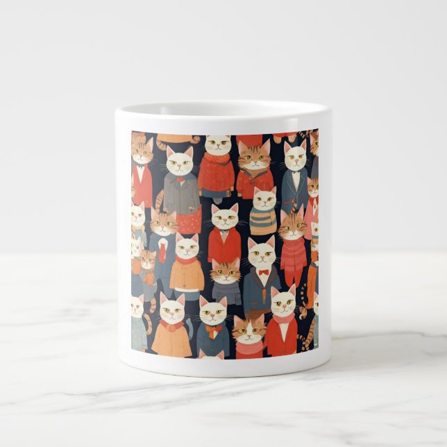 Taza De Café Gigante Mugre de diseño de gatos (Frente)