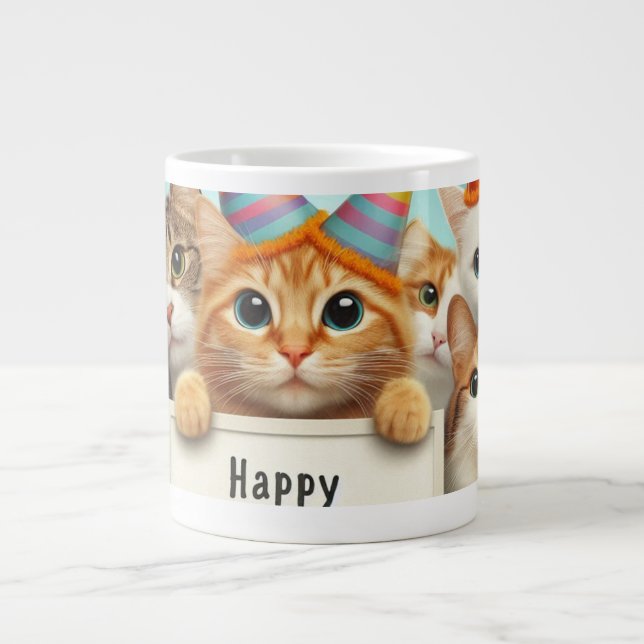 Taza De Café Gigante Mugre de gato feliz (Frente)
