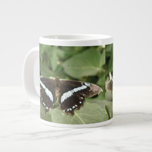 Taza De Café Gigante Mugre de mariposa tropical negra y blanca