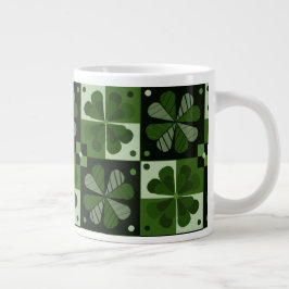 Taza De Café Gigante Mugre de patrón de tablero de cheques de Shamrock