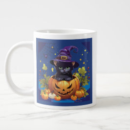 Taza De Café Gigante Mugre Gato Negro Gato Gato Gatito Calabaza Especie